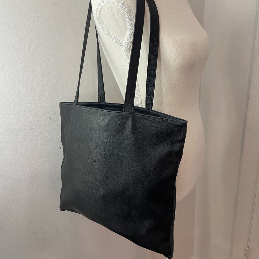 Il Bisonte black Rare Vintage 70s Leather Tote Bag